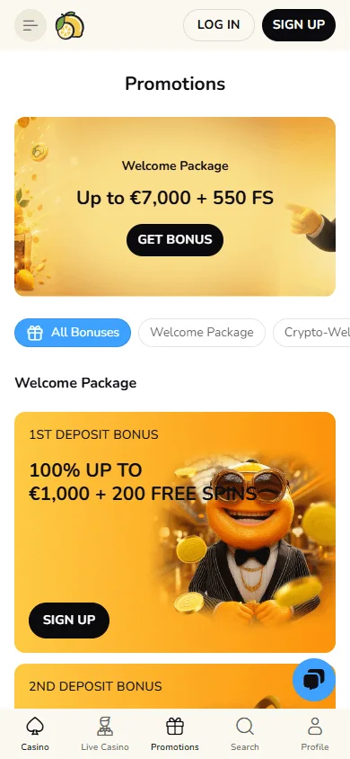 Fatfruit Casino promotions area on mobile